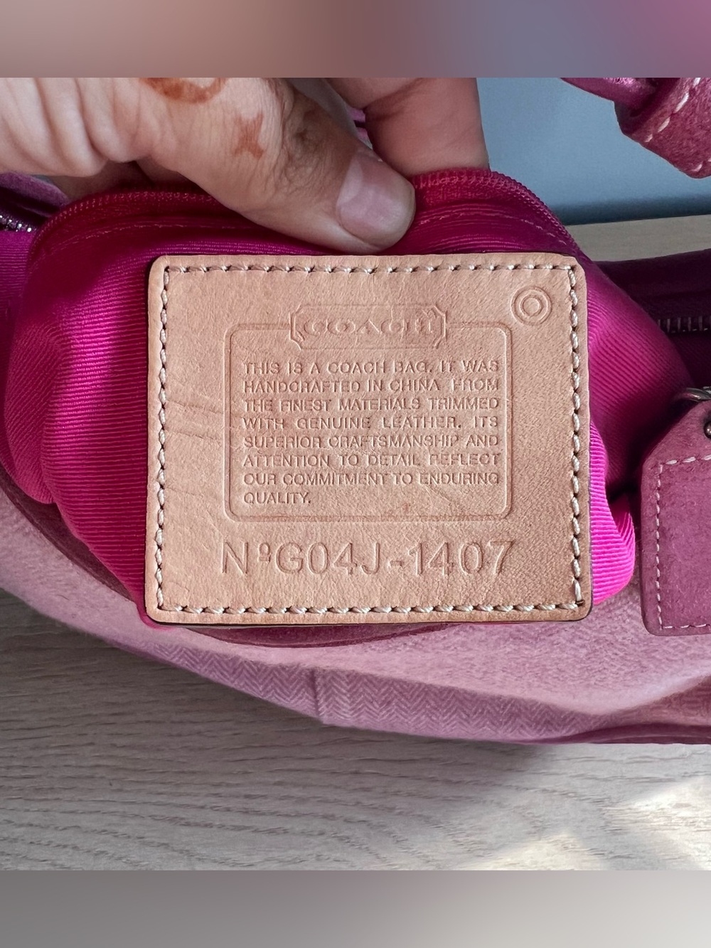 Vintage Coach Pink Herringbone Tweed Leather Hobo Handbag - Picture 5 of 9